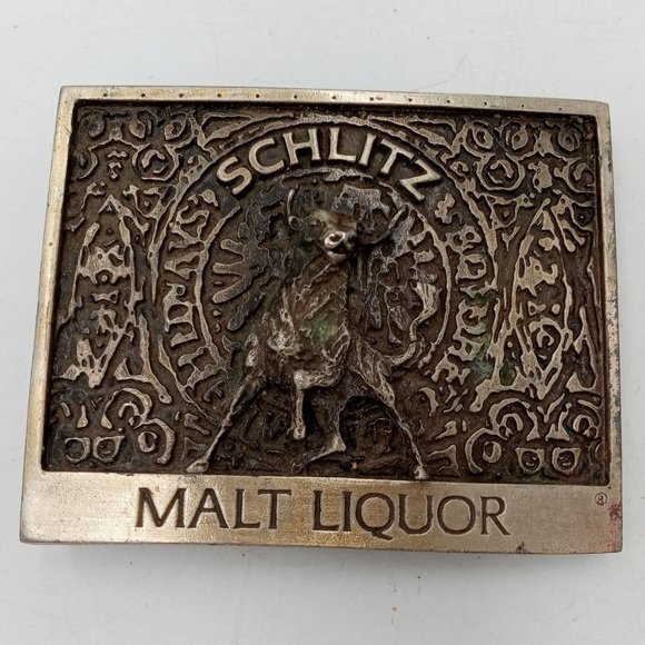 Schlitz Bull Belt Buckle Vintage Beer Alcohol Malt Liquor Cowboy Western Rockabi - Picture 6 of 10